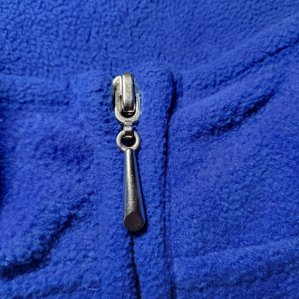 Women's Blue Full Zip Fleece Jacket With Stand-Up Collar - Picture 5 of 10